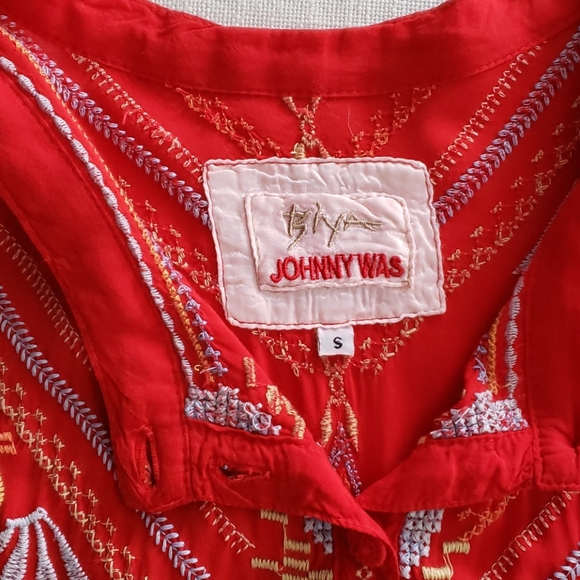 Johnny Was Biya Red Embroidered Maxi Dress - Picture 4 of 8